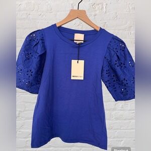 Industry Nordstrom puff sleeve blue blouse size xs nwt